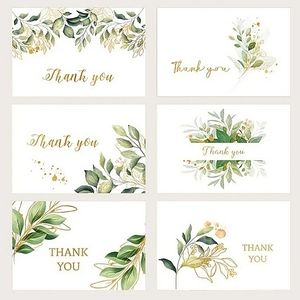 6pcs Floral Print Thank You Cards With Envelopes